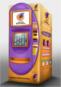 The terminals, brightly painted orange and purple, sell tickets for all electronic games including Loto and Revancha; Pega 2, 3 and 4; and scratch-off cards for 24 instant games.