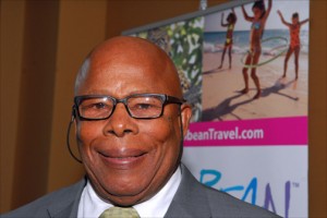 Anguilla's chief minister, Hubert Hughes, speaks June 4 at Caribbean Week in New York.