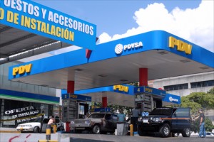 PDVSA gasoline station on the outskirts of Caracas. Through the Petrocaribe initiative, Venezuela has become a major source of crude oil and petroleum byproducts to 17 countries in Central America and the Caribbean. (Credit: Larry Luxner)