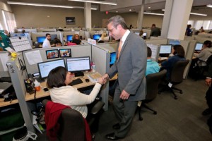 Gov. García-Padilla was on hand for Monday's inauguration of Infosys BPO's new Aguadilla operations.