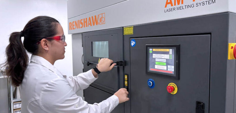 A University of Puerto Rico, Mayagüez student operates a Renishaw AM 400 laser melting system as part of the additive manufacturing research funded by a $1.3 million U.S. Air Force grant.