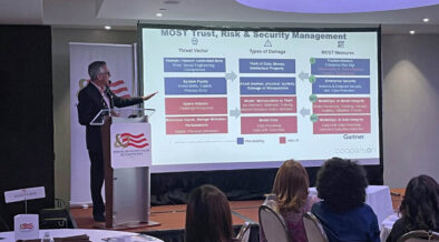 **Caption:** William Bonaparte, Cooperton’s chief operating officer, speaks on cybersecurity risks and solutions at the Health IT & AI Innovation Summit hosted by the Puerto Rico Hospitals Association.