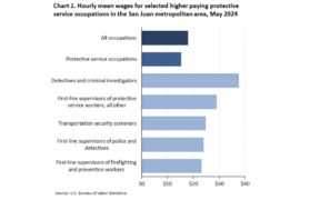 Among the higher-paying jobs in this group were detectives and criminal investigators, who earned $37.68 per hour, and transportation security screeners at $24.78.