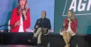 From left: Jorge Ramírez, founder of Agroempresarios, and Isamarie Sandoval, COO of Supermercados Econo, speak during the Agrohack summit in San Juan. (Credit: Dennis Costa)