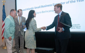 Carmen Ríos, vice president of Dulzura Borincana, receives the Small Business Exporter of the Year award from the U.S. Small Business Administration.