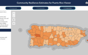 The Community Resilience Estimates Viewer shows social vulnerability by census tract in Puerto Rico in the event of a natural disaster.