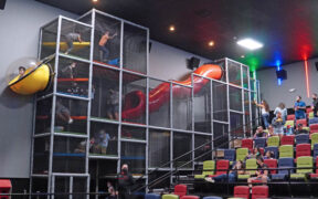 The Cine Kids auditorium at Plaza Guaynabo VIP Cinemas is designed for families with young children and includes an interactive play area.