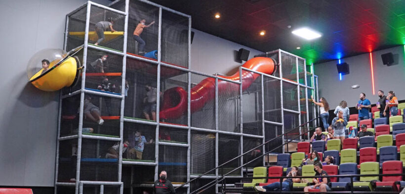 The Cine Kids auditorium at Plaza Guaynabo VIP Cinemas is designed for families with young children and includes an interactive play area.