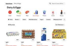 Costco’s full range of products — including groceries and food court items — is available through the app, which shows two prices: one for members and one for nonmembers.