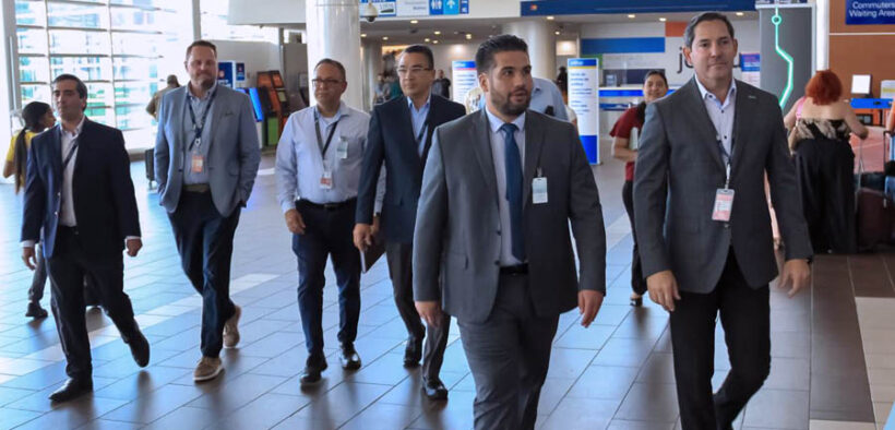 Ports Authority Executive Director Norberto Negrón (center) flanked by government and airport officials during a recent visit to Luis Muñoz Marín International Airport.