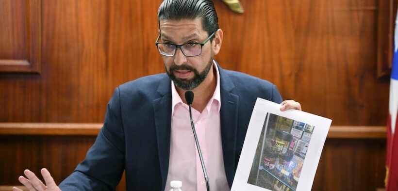 Rep. Gabriel Rodríguez-Aguiló, chairman of the House Health Committee, during a hearing on mislabeled cannabis products.