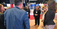 Officials from the administration of Puerto Rico Gov. Jenniffer González (center), including Economic Development Secretary Sebastián Negrón (to her right) and InvestPR CEO Ella Woger-Nieves (second from right), present the island’s nearshoring advantages to investors at the SelectUSA Investment Summit.