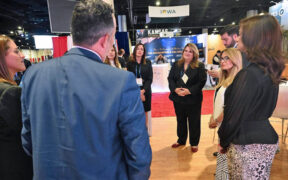 Officials from the administration of Puerto Rico Gov. Jenniffer González (center), including Economic Development Secretary Sebastián Negrón (to her right) and InvestPR CEO Ella Woger-Nieves (second from right), present the island’s nearshoring advantages to investors at the SelectUSA Investment Summit.