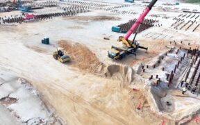 Construction of the $759 million gas-to-energy plant in Guyana’s West Bank Demerara region, developed in part by Puerto Rico-based CH4 Systems.