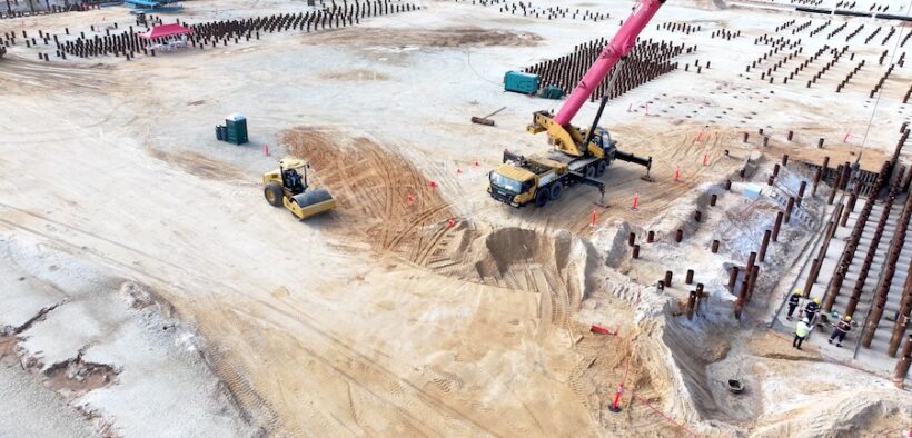 Construction of the $759 million gas-to-energy plant in Guyana’s West Bank Demerara region, developed in part by Puerto Rico-based CH4 Systems.