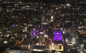 An aerial view of the Golden Mile, the main financial district of San Juan, Puerto Rico.