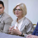 Alexandra Fernández-Navarro (center), board member of FirstNet, provides details about the new operation in Puerto Rico.