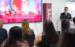 Universidad del Sagrado Corazón President Gilberto J. Marxuach-Torrós speaks at the awards ceremony held at the San Juan, Puerto Rico campus.