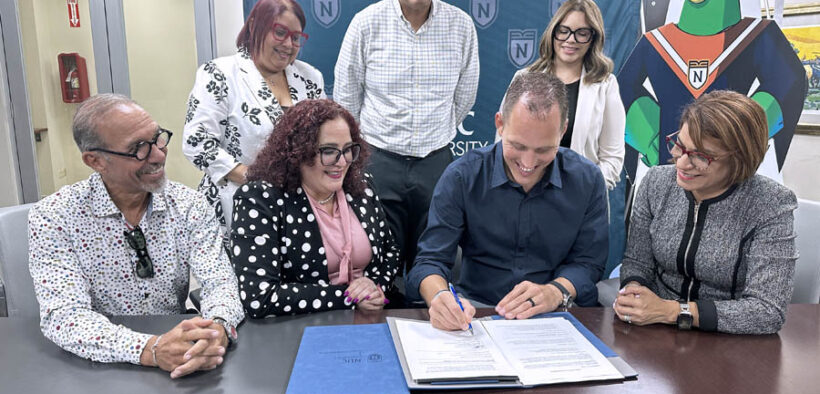 Officials from NUC University and TrueHyperbarRx sign the agreement to launch Puerto Rico’s first certified program in hyperbaric medicine and advanced wound care.