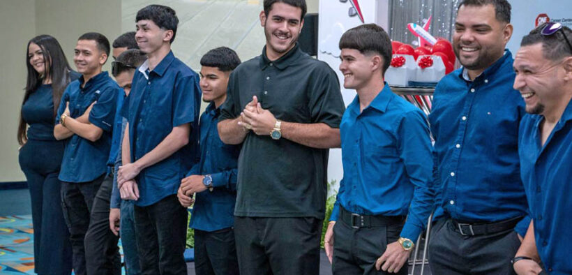 Graduates of One Stop Career Center’s pre-apprenticeship aviation mechanic program celebrate completion of training in Aguadilla, Puerto Rico.