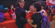 Bersabé Vera, divisional commander for The Salvation Army in Puerto Rico and the U.S. Virgin Islands, greets children during the annual “Back to School” event in Bayamón.