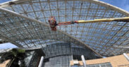The maintenance project includes major upgrades to the skylight system, the Convention Center’s signature Wave structure and the roof’s waterproofing membrane.