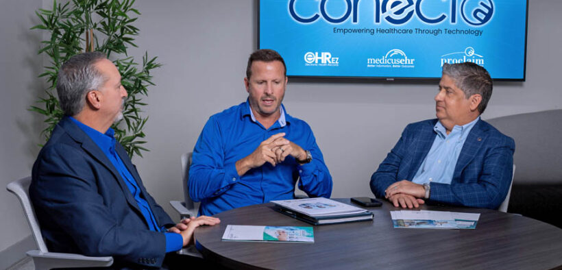 From left: José Lázaro, co-founder of Assertus; José Bengoa, CEO of E Health Partners; and Michael Jiménez, co-founder of Assertus