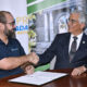 Genera PR Community Relations Manager Jorge Bracero and UPR-Mayagüez Chancellor Agustín Rullán-Toro during the signing ceremony of the academic collaboration agreement.