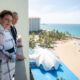 Businessman John Paulson and Puerto Rico Gov. Jenniffer González overlook the beach and iconic seashell-shaped structure at La Concha Resort in San Juan.