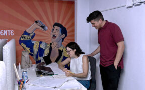 From left, Maricarmen Conaway of MC Estudio and Jean Marcel, founder of Emprendimiento101, at the new coworking space in San Juan.