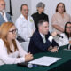 From left (seated): Irma Colón, president of the Puerto Rico Realtors Association; Carlos Fournier, president of the Association of Engineers and Surveyors of Puerto Rico; and Olga E. Angueira, president of the Association of Architects and Landscape Architects of Puerto Rico.