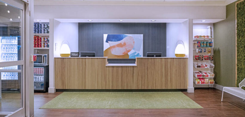 A rendering of the planned lobby design for Spark by Hilton Ponce. (Credit: Spark by Hilton)