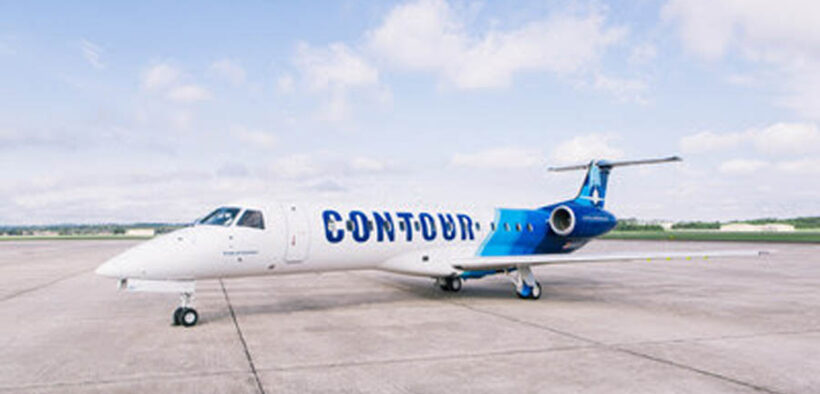 A Contour Airlines ERJ-135 regional jet will operate the new San Juan–Dominica route.
