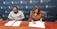 From left: Education Secretary Eliezer Ramos-Parés and One Stop Career Center Executive Director Carmen Cosme-Pitre at the signing of a renewed agreement to support aviation industry training in Puerto Rico.