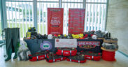 Specialized water rescue and emergency equipment valued at $31,182 is displayed during a handover event by the Firehouse Subs Public Safety Foundation to the Municipality of Juana Díaz’s Emergency Management Office.