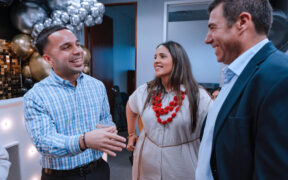 From left: Carlos Rivera, Awildalys Otero and Humberto Torres participate in the grand opening of Madison Insurance Group’s new office in Puerto Rico.