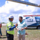 Ports Authority Executive Director Norberto Negrón (center) tours the security modernization project at Rafael Hernández International Airport in Aguadilla.