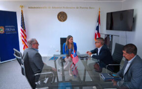 Gabriella Boffelli, executive director of the Puerto Rico Federal Affairs Administration, meets with Florida government officials to discuss expanded support services for Puerto Ricans living in the state.