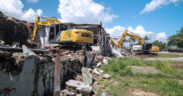 A deteriorated industrial building in the El Vigía Ward Industrial Park in Arecibo is being demolished by the Puerto Rico Industrial Development Company as part of its plan to clear 33 structures on the island for redevelopment. (Credit: PRIDCO)