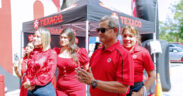 Entrepreneur José Vázquez is recognized during the celebration of his 15th year operating a Texaco-branded station in Humacao.