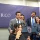 Puerto Rico Gov. Jenniffer González, left, and Felipe do Carmo, head of public sector for Central America and the Caribbean at Amazon Web Services, announce the free tech training agreement during a press conference at La Fortaleza.