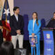 From right, Gov. Jenniffer González; Willianette Robles, executive director of the Puerto Rico Tourism Co.; and Julio Cabral, founder of Grupo DRDG, announce the return of the NBA preseason to Puerto Rico and the island’s hosting of the 2026 FIBA Women’s Basketball World Cup qualifying tournament.