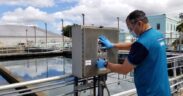 An employee operates equipment at the Los Filtros water plant in Guaynabo, a facility Gov. Jenniffer González says must be replaced as part of a $10 million emergency plan to address water service outages. (Credit: Puerto Rico Aqueduct & Sewer Authority)