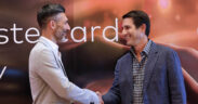 From left, Diego Szteinhendler, senior vice president for fintechs and digital partners at Mastercard Latin America and the Caribbean, and Mike Vizcarrondo, chief product and innovation officer at Evertec, attend Mastercard Day Puerto Rico at the Condado Vanderbilt Hotel in San Juan.