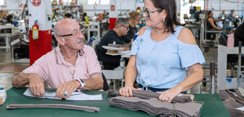 Brightforce employees work on uniform and equipment production at the company’s Mayagüez plant.