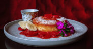 Pankēki with fruit compote is one of the featured dishes on Furtivo Speakeasy’s new Japanese brunch menu.