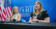 From left: Family Department Secretary Suzanne Roig-Fuertes and Labor Secretary María del Pilar Vélez-Casanova outline the government’s assistance plan for displaced federal workers in Puerto Rico.