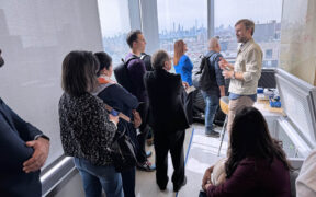 Thirteen Puerto Rican founders participating in the New York-Puerto Rico Life Science Exchange visit one of several biotech sites in New York.