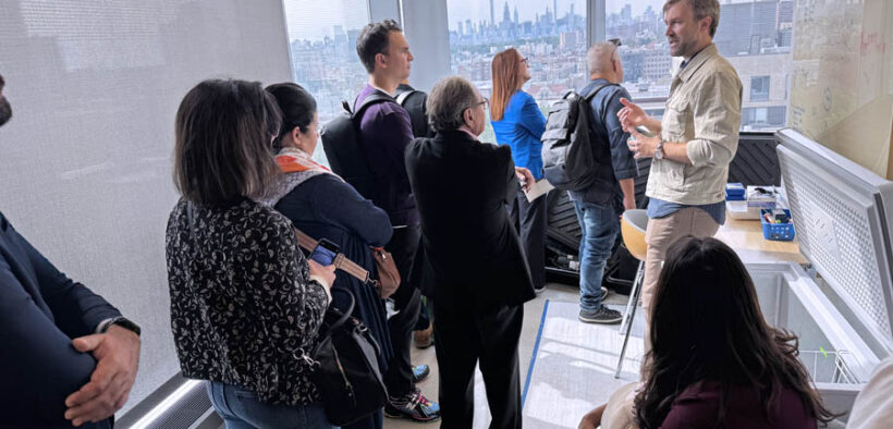 Thirteen Puerto Rican founders participating in the New York-Puerto Rico Life Science Exchange visit one of several biotech sites in New York.