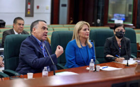 From left, attorney Antonio Ramírez, representing the Puerto Rico International Insurers Association, and Insurance Commissioner Suzette Del Valle-Lecároz testify during a public hearing at the Capitol in San Juan on House Bill 428, which seeks to strengthen oversight of Puerto Rico’s international insurance industry.